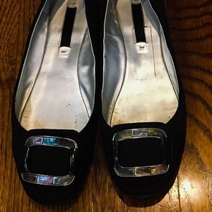 Nine West black satin flats